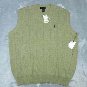 Fairway Outfitters Sweater Vest Mens Large Khaki Golf V Neck Pullover NWT